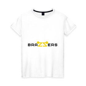 Женская футболка хлопок с принтом Brazzers в Тюмени, 100% хлопок | прямой крой, круглый вырез горловины, длина до линии бедер, слегка спущенное плечо | brazzers