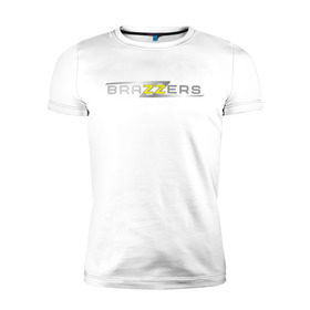 Мужская футболка премиум с принтом Brazzers в Тюмени, 92% хлопок, 8% лайкра | приталенный силуэт, круглый вырез ворота, длина до линии бедра, короткий рукав | brazzers