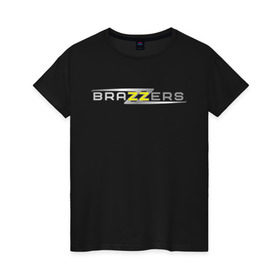 Женская футболка хлопок с принтом Brazzers в Тюмени, 100% хлопок | прямой крой, круглый вырез горловины, длина до линии бедер, слегка спущенное плечо | brazzers