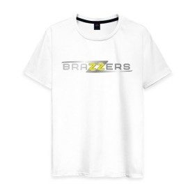 Мужская футболка хлопок с принтом Brazzers в Тюмени, 100% хлопок | прямой крой, круглый вырез горловины, длина до линии бедер, слегка спущенное плечо. | brazzers