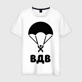 Мужская футболка хлопок с принтом ВДВ в Тюмени, 100% хлопок | прямой крой, круглый вырез горловины, длина до линии бедер, слегка спущенное плечо. | 
