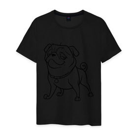 Мужская футболка хлопок с принтом Мопс в Тюмени, 100% хлопок | прямой крой, круглый вырез горловины, длина до линии бедер, слегка спущенное плечо. | the nut job | белка | зайка | мопс | мультик | мультфильм | пес | реальная белка | собака