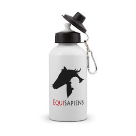 Бутылка спортивная с принтом Конный спорт - лошади в Тюмени, металл | емкость — 500 мл, в комплекте две пластиковые крышки и карабин для крепления | Тематика изображения на принте: equi | sapiens | жокей | кони | конный | лошади
