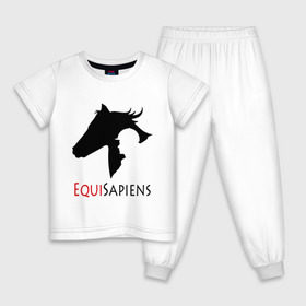 Детская пижама хлопок с принтом Конный спорт - лошади в Тюмени, 100% хлопок |  брюки и футболка прямого кроя, без карманов, на брюках мягкая резинка на поясе и по низу штанин
 | equi | sapiens | жокей | кони | конный | лошади