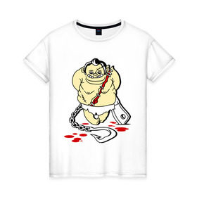 Женская футболка хлопок с принтом Пуджик (Мясник) в Тюмени, 100% хлопок | прямой крой, круглый вырез горловины, длина до линии бедер, слегка спущенное плечо | dota | dota2 | pudge | дота | дота2 | мясник | пудж