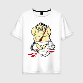 Женская футболка хлопок Oversize с принтом Пуджик (Мясник) в Тюмени, 100% хлопок | свободный крой, круглый ворот, спущенный рукав, длина до линии бедер
 | Тематика изображения на принте: dota | dota2 | pudge | дота | дота2 | мясник | пудж