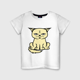 Детская футболка хлопок с принтом Недовольный кот в Тюмени, 100% хлопок | круглый вырез горловины, полуприлегающий силуэт, длина до линии бедер | cat | grumpy | киса | кот | котэ | кошка | недовольный