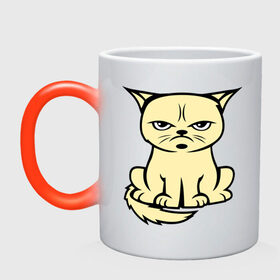 Кружка хамелеон с принтом Недовольный кот в Тюмени, керамика | меняет цвет при нагревании, емкость 330 мл | cat | grumpy | киса | кот | котэ | кошка | недовольный