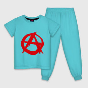 Детская пижама хлопок с принтом Анархист в Тюмени, 100% хлопок |  брюки и футболка прямого кроя, без карманов, на брюках мягкая резинка на поясе и по низу штанин
 | анархия | мама
