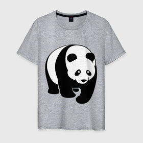 Мужская футболка хлопок с принтом Панда в Тюмени, 100% хлопок | прямой крой, круглый вырез горловины, длина до линии бедер, слегка спущенное плечо. | Тематика изображения на принте: панда