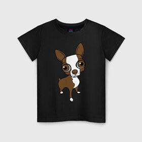 Детская футболка хлопок с принтом Милая собачка в Тюмени, 100% хлопок | круглый вырез горловины, полуприлегающий силуэт, длина до линии бедер | Тематика изображения на принте: милая | пес | собака | собачка | терьер | той | чихуахуа