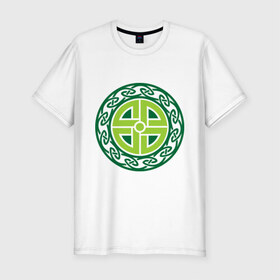 Мужская футболка премиум с принтом Кельтский щит (руна) в Тюмени, 92% хлопок, 8% лайкра | приталенный силуэт, круглый вырез ворота, длина до линии бедра, короткий рукав | celtic | rune | shield | кельт | руна | щит