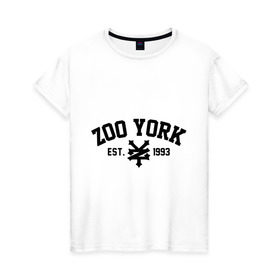 Женская футболка хлопок с принтом Zoo York в Тюмени, 100% хлопок | прямой крой, круглый вырез горловины, длина до линии бедер, слегка спущенное плечо | 300 | york | zoo | антибренд | зоо | йорк