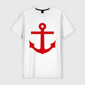 Мужская футболка премиум с принтом Якорь в Тюмени, 92% хлопок, 8% лайкра | приталенный силуэт, круглый вырез ворота, длина до линии бедра, короткий рукав | anchor | captain | sailor | вмф | волна | девушке | капитан | корабль | любимому | матрос | море | моряк | моряку | мужчине | палуба | парню | подарок | штиль | шторм | якорь