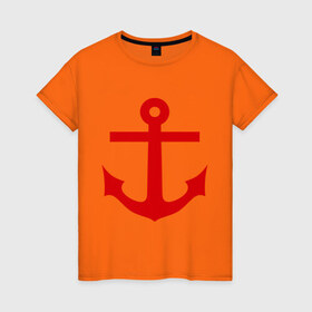 Женская футболка хлопок с принтом Якорь в Тюмени, 100% хлопок | прямой крой, круглый вырез горловины, длина до линии бедер, слегка спущенное плечо | anchor | captain | sailor | вмф | волна | девушке | капитан | корабль | любимому | матрос | море | моряк | моряку | мужчине | палуба | парню | подарок | штиль | шторм | якорь