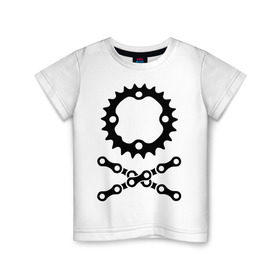 Детская футболка хлопок с принтом Велосипедная цепь и звездочка в Тюмени, 100% хлопок | круглый вырез горловины, полуприлегающий силуэт, длина до линии бедер | пират