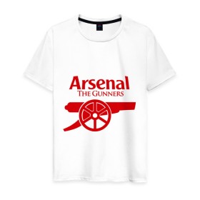 Мужская футболка хлопок с принтом Arsenal в Тюмени, 100% хлопок | прямой крой, круглый вырез горловины, длина до линии бедер, слегка спущенное плечо. | арсенал | лондон