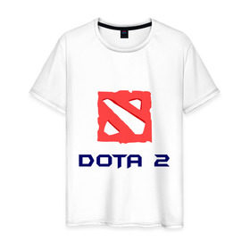 Мужская футболка хлопок с принтом Dota 2 logo в Тюмени, 100% хлопок | прямой крой, круглый вырез горловины, длина до линии бедер, слегка спущенное плечо. | Тематика изображения на принте: 