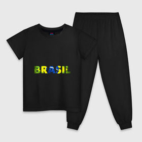 Детская пижама хлопок с принтом BRASIL 2014 в Тюмени, 100% хлопок |  брюки и футболка прямого кроя, без карманов, на брюках мягкая резинка на поясе и по низу штанин
 | бразилия