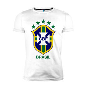 Мужская футболка премиум с принтом Сборная Бразилии по футболу в Тюмени, 92% хлопок, 8% лайкра | приталенный силуэт, круглый вырез ворота, длина до линии бедра, короткий рукав | бразилия