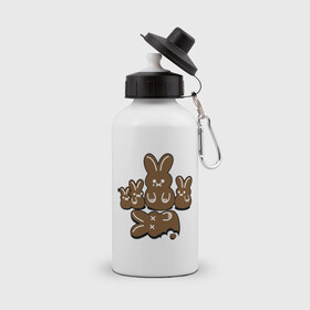 Бутылка спортивная с принтом Шоколадные кролики в Тюмени, металл | емкость — 500 мл, в комплекте две пластиковые крышки и карабин для крепления | chocolate | death | rabbit | еда | зайцы | заяц | зверь | кролик | шоколад