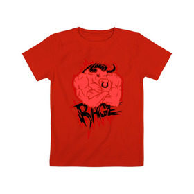 Детская футболка хлопок с принтом Rage (Ярость) в Тюмени, 100% хлопок | круглый вырез горловины, полуприлегающий силуэт, длина до линии бедер | bull | rage | бык | качок | силовой | спорт | ярость