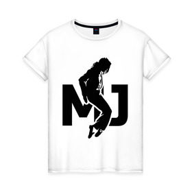 Женская футболка хлопок с принтом Майкл Джексон в Тюмени, 100% хлопок | прямой крой, круглый вырез горловины, длина до линии бедер, слегка спущенное плечо | jackson | king | michael | music | pop | джексон | джэксон | король | майкл | музыка | поп | попса
