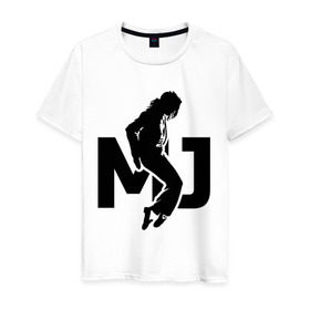 Мужская футболка хлопок с принтом Майкл Джексон в Тюмени, 100% хлопок | прямой крой, круглый вырез горловины, длина до линии бедер, слегка спущенное плечо. | Тематика изображения на принте: jackson | king | michael | music | pop | джексон | джэксон | король | майкл | музыка | поп | попса