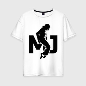 Женская футболка хлопок Oversize с принтом Майкл Джексон в Тюмени, 100% хлопок | свободный крой, круглый ворот, спущенный рукав, длина до линии бедер
 | jackson | king | michael | music | pop | джексон | джэксон | король | майкл | музыка | поп | попса