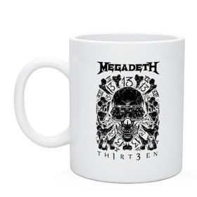 Кружка с принтом Megadeth thirteen в Тюмени, керамика | объем — 330 мл, диаметр — 80 мм. Принт наносится на бока кружки, можно сделать два разных изображения | megadeth