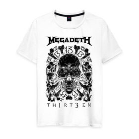 Мужская футболка хлопок с принтом Megadeth thirteen в Тюмени, 100% хлопок | прямой крой, круглый вырез горловины, длина до линии бедер, слегка спущенное плечо. | megadeth