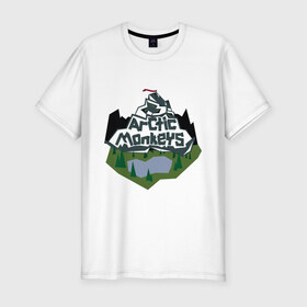 Мужская футболка премиум с принтом Arctic monkeys mountain в Тюмени, 92% хлопок, 8% лайкра | приталенный силуэт, круглый вырез ворота, длина до линии бедра, короткий рукав | arctic monkeys