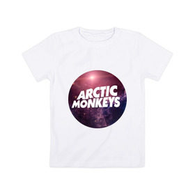 Детская футболка хлопок с принтом Arctic monkeys space logo в Тюмени, 100% хлопок | круглый вырез горловины, полуприлегающий силуэт, длина до линии бедер | Тематика изображения на принте: arctic monkeys