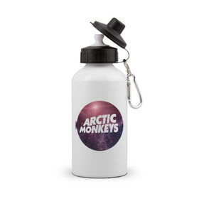 Бутылка спортивная с принтом Arctic monkeys space logo в Тюмени, металл | емкость — 500 мл, в комплекте две пластиковые крышки и карабин для крепления | Тематика изображения на принте: arctic monkeys