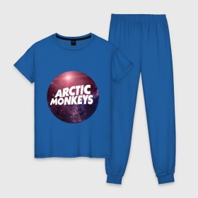 Женская пижама хлопок с принтом Arctic monkeys space logo в Тюмени, 100% хлопок | брюки и футболка прямого кроя, без карманов, на брюках мягкая резинка на поясе и по низу штанин | arctic monkeys