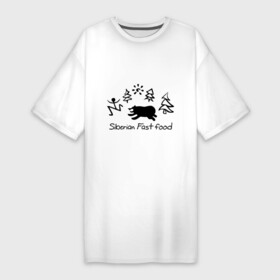 Платье-футболка хлопок с принтом Siberian Fast food в Тюмени,  |  | siberia fastfood | елки | фастфуд
