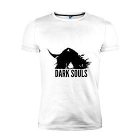 Мужская футболка премиум с принтом Dark Souls в Тюмени, 92% хлопок, 8% лайкра | приталенный силуэт, круглый вырез ворота, длина до линии бедра, короткий рукав | dark souls | praise the sun | you died | дарк соулс | темные души