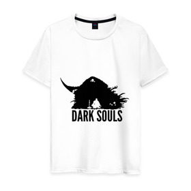 Мужская футболка хлопок с принтом Dark Souls в Тюмени, 100% хлопок | прямой крой, круглый вырез горловины, длина до линии бедер, слегка спущенное плечо. | dark souls | praise the sun | you died | дарк соулс | темные души