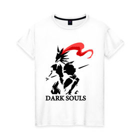 Женская футболка хлопок с принтом Dark Souls в Тюмени, 100% хлопок | прямой крой, круглый вырез горловины, длина до линии бедер, слегка спущенное плечо | dark souls | praise the sun | you died | дарк соулс