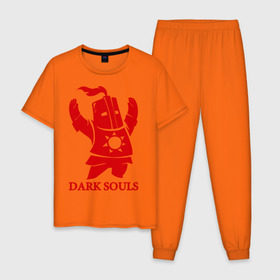 Мужская пижама хлопок с принтом Dark Souls в Тюмени, 100% хлопок | брюки и футболка прямого кроя, без карманов, на брюках мягкая резинка на поясе и по низу штанин
 | dark souls