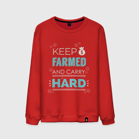 Мужской свитшот хлопок с принтом Keep farmed and carry hard в Тюмени, 100% хлопок |  | dota | dota2 | dotan | dotka | keep farmed and carry hard | дота | дотан | дотка
