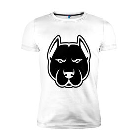 Мужская футболка премиум с принтом Суровый пес в Тюмени, 92% хлопок, 8% лайкра | приталенный силуэт, круглый вырез ворота, длина до линии бедра, короткий рукав | голова | пасть | пес | собака | суровый