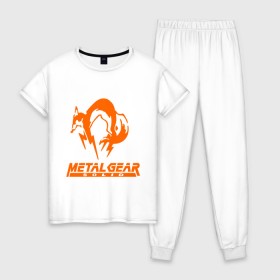 Женская пижама хлопок с принтом Metal Gear Solid Fox в Тюмени, 100% хлопок | брюки и футболка прямого кроя, без карманов, на брюках мягкая резинка на поясе и по низу штанин | лиса