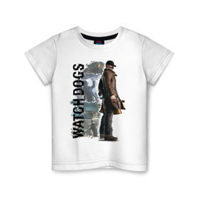 Детская футболка хлопок с принтом Watch Dogs (Aiden Pierce) в Тюмени, 100% хлопок | круглый вырез горловины, полуприлегающий силуэт, длина до линии бедер | aiden | dog | pierce | watch | пирс | эйден