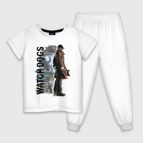 Детская пижама хлопок с принтом Watch Dogs (Aiden Pierce) в Тюмени, 100% хлопок |  брюки и футболка прямого кроя, без карманов, на брюках мягкая резинка на поясе и по низу штанин
 | aiden | dog | pierce | watch | пирс | эйден