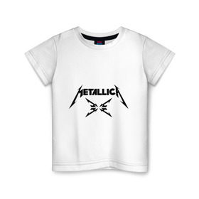 Детская футболка хлопок с принтом Metallica в Тюмени, 100% хлопок | круглый вырез горловины, полуприлегающий силуэт, длина до линии бедер | Тематика изображения на принте: металлика