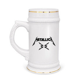 Кружка пивная с принтом Metallica в Тюмени,  керамика (Материал выдерживает высокую температуру, стоит избегать резкого перепада температур) |  объем 630 мл | металлика