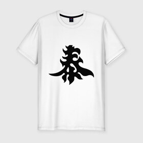 Мужская футболка премиум с принтом Японский иероглиф - Богатство в Тюмени, 92% хлопок, 8% лайкра | приталенный силуэт, круглый вырез ворота, длина до линии бедра, короткий рукав | богатство | иероглиф | калллиграфия | китай | япония