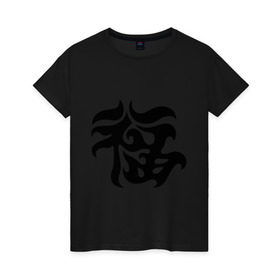 Женская футболка хлопок с принтом Японский иероглиф - Удача в Тюмени, 100% хлопок | прямой крой, круглый вырез горловины, длина до линии бедер, слегка спущенное плечо | иероглиф | каллиграфия | китай | удача | япония