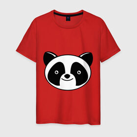 Мужская футболка хлопок с принтом Мордашка панды в Тюмени, 100% хлопок | прямой крой, круглый вырез горловины, длина до линии бедер, слегка спущенное плечо. | панда